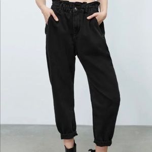 Zara Black Baggy Paperbag Jeans